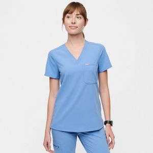 Figs xxs ceil blue scrub top